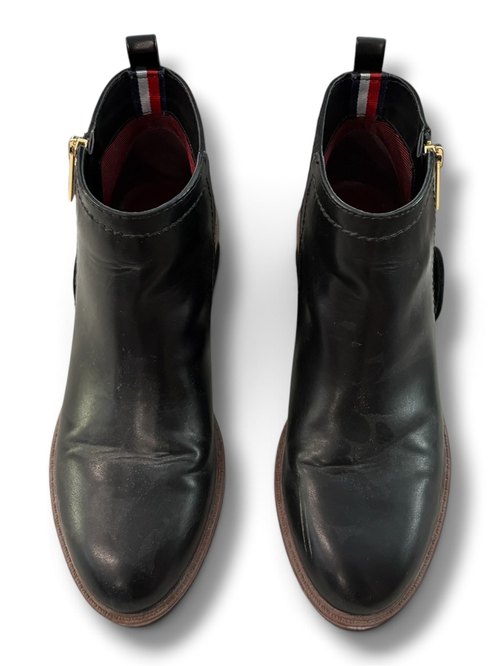 Tommy Hilfiger Fawn 2 Black Faux Leather Ankle Booties Women's Size 6.5